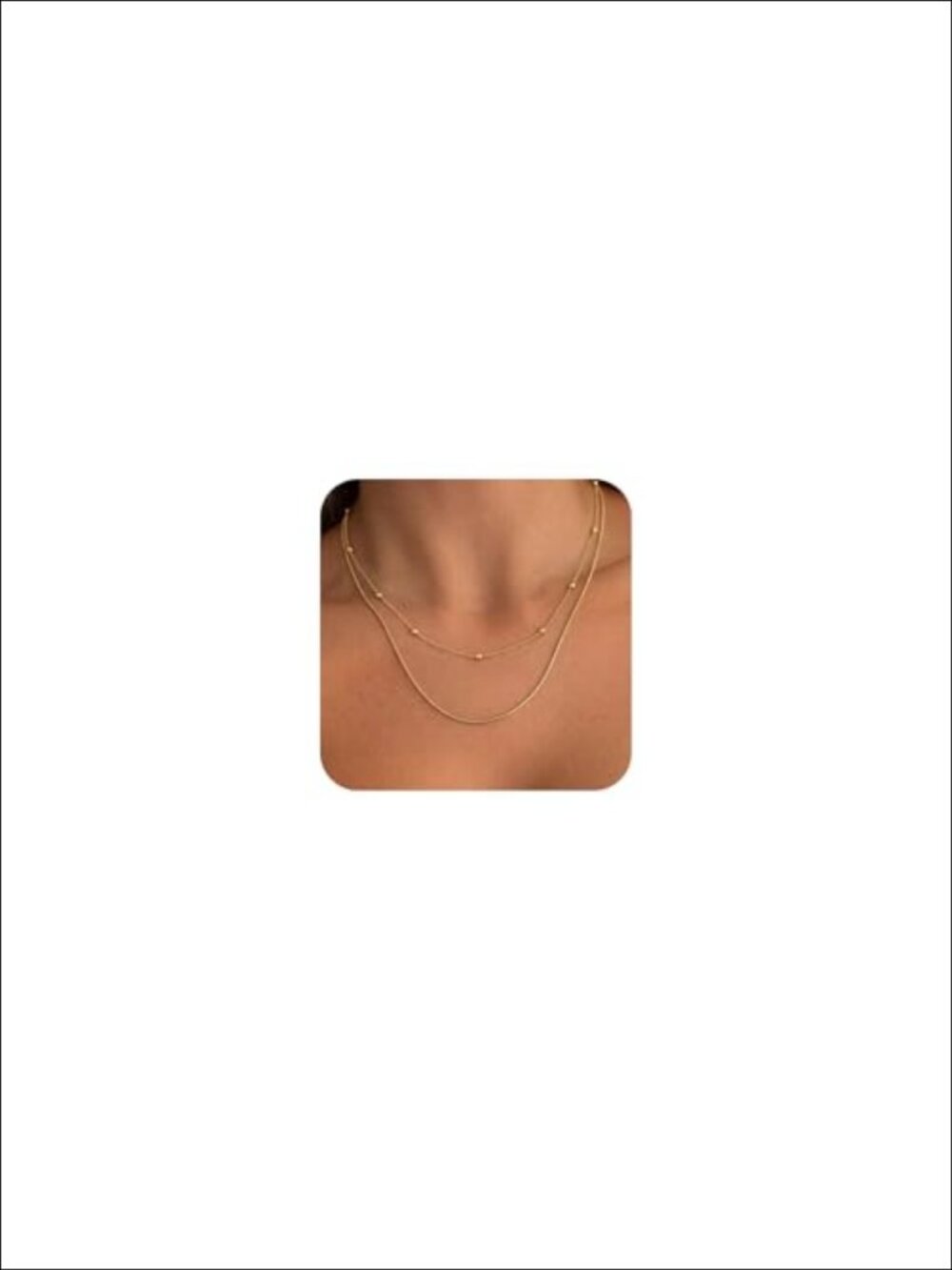 14k Gold Plated Layered Necklace Set Herringbone Cuban Chain